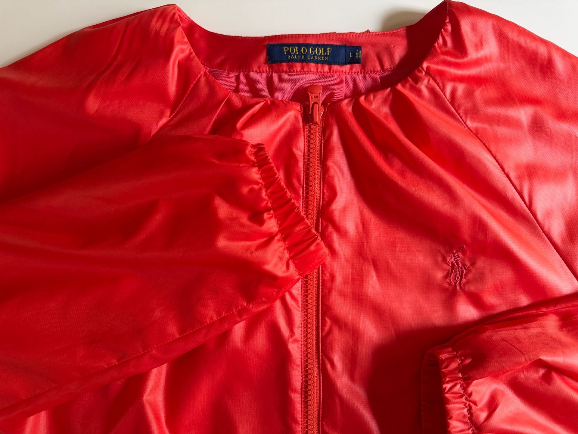 Polo Golf Ralph Lauren Neon Coral Windbreaker Jacket Lightweight Preppy